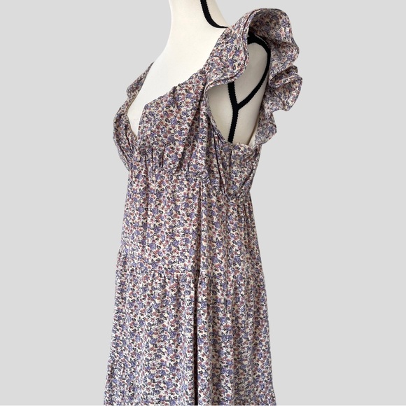 NWT English Factory Floral Ruffle Sleeve Maxi Dress in Ivory Multi - Picture 5 of 16